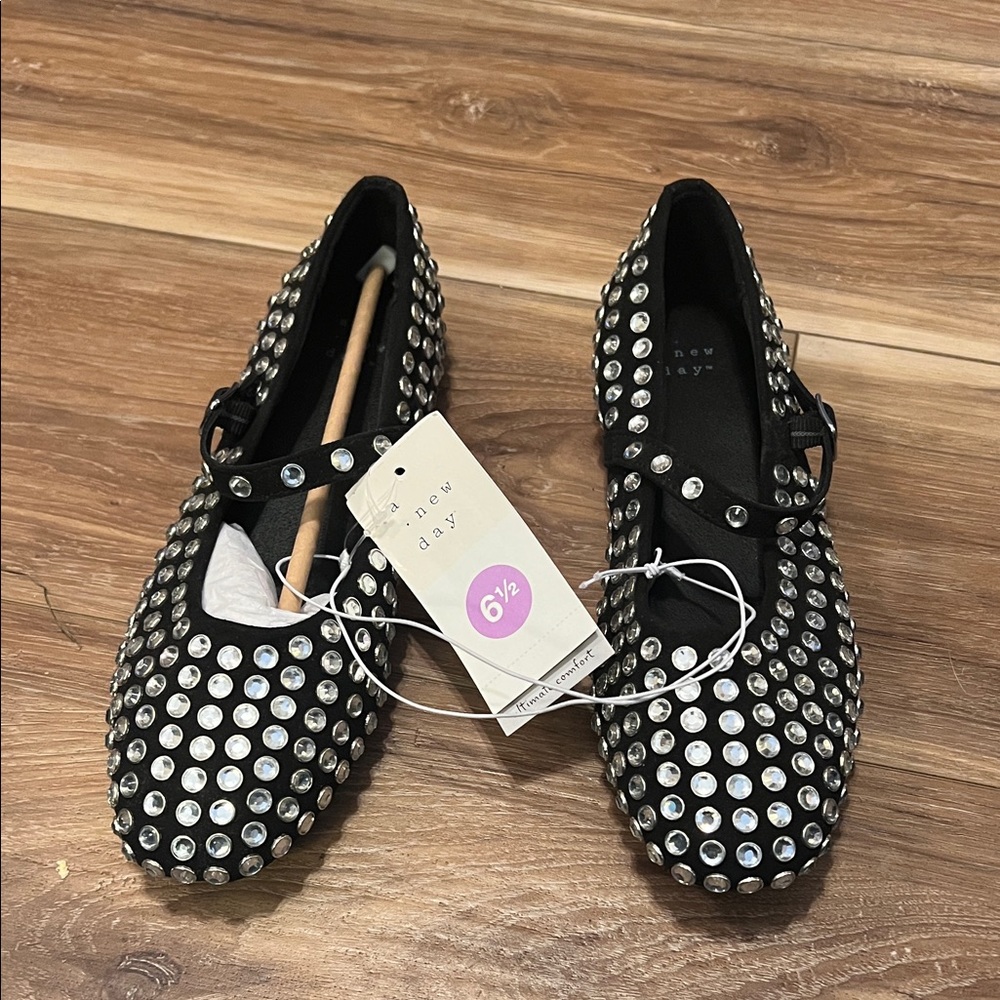 A New Day Women's Black Rhinestone Loafers